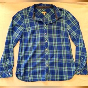Talbot's long sleeve button down blue/green plaid shirt, size M